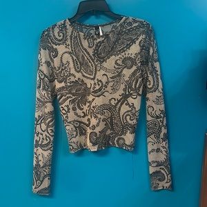 Brown Sheer Windsor Top with Designs